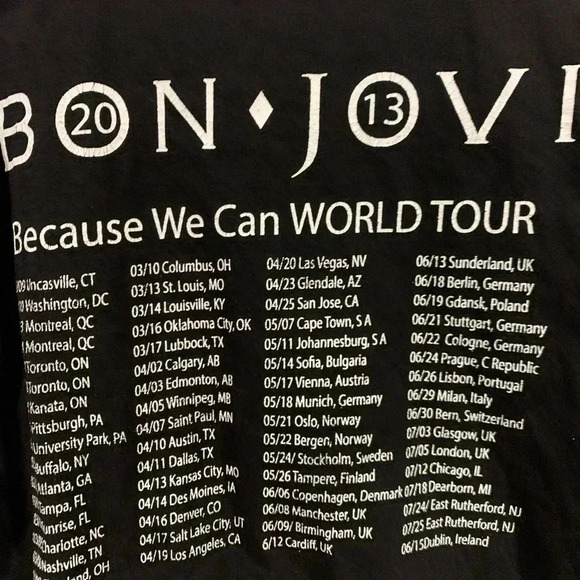Bon Jovi  Because We Can 2013 Tour Concert T-Shirt - Picture 5 of 5